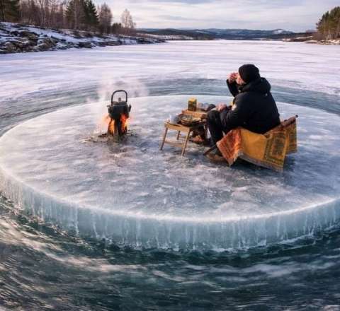 Buzdan karusel: qeyri-adi attraksion interneti silkələdi - VİDEO 