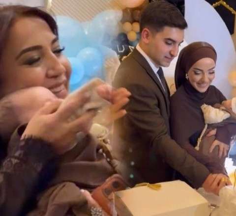 Xalq artisti 40 günlük nəvəsinə məclis etdi - Video 