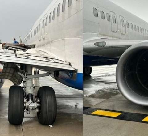 Antalya Hava Limanında HƏYƏCANLI ANLAR - Təyyarənin qanadı parçalandı 