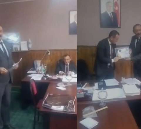 Gədəbəydə məmura müəmmalı mükafat təqdim olundu - VİDEO 