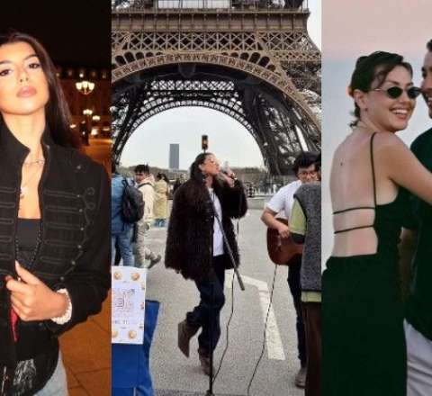 Mərhum nazirin nəvəsi Eyfelin qarşısında mahnı oxudu - Video 