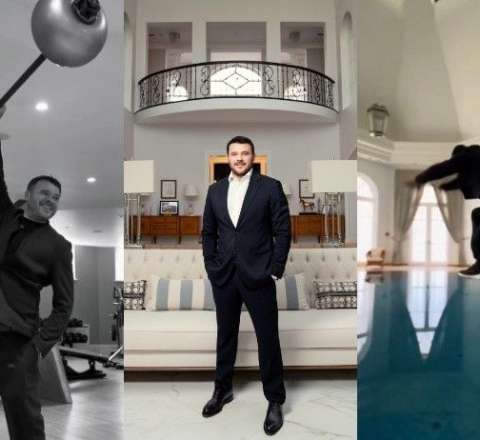 Emin lüks villasını nümayiş etdirdi - Kostyumda hovuza tullandı  - VİDEO
