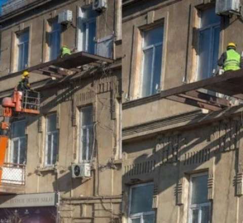 Bakının mərkəzində tarixi binaya MÜDAXİLƏ EDİLİB? - VİDEO 