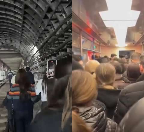 Sərnişinlər metro tunelindən belə təxliyə olundu - VİDEO