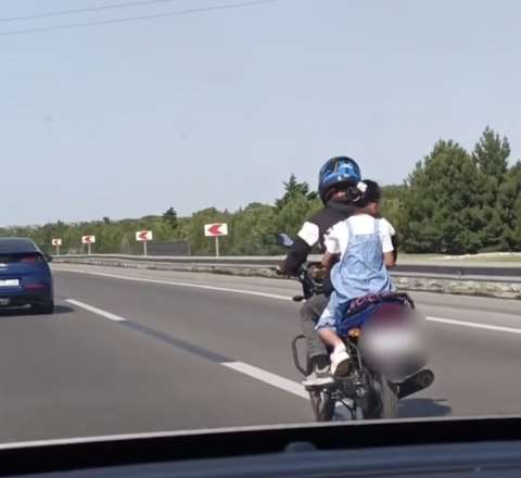 Bakıda motosiklet sürücüsü uşağı təhlükəyə atdı - VİDEO