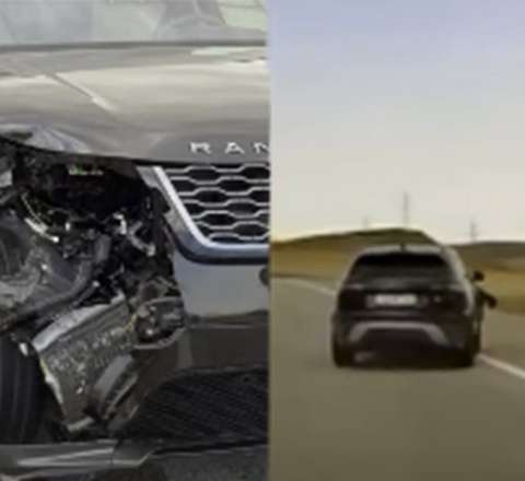 Maşının təkəri çıxıb arxadan gələn “Range Rover”ə çırpıldı - VİDEO