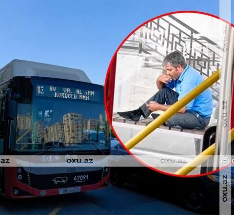 Bakıda sərnişinlərdən küsən avtobus sürücüsü... 