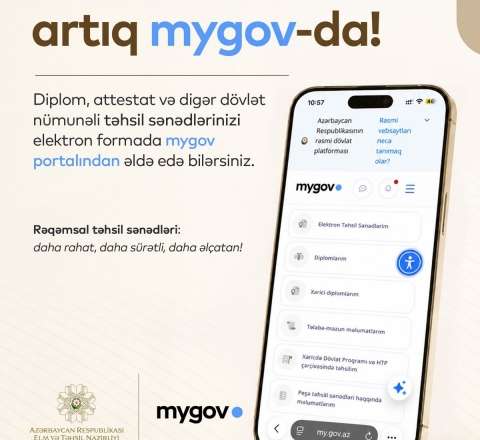 Təhsil sənədləri artıq myGov-da! 