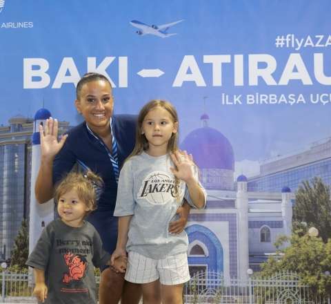Azərbaycan Hava Yolları Atırauya ilk reysini uğurla həyata keçirib - FOTO
