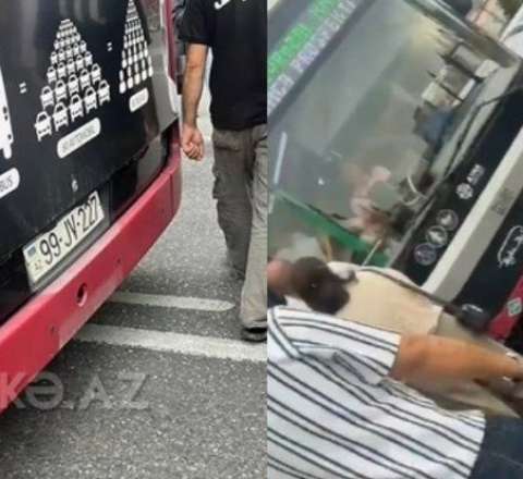 Bakıda sürücü küsdü: Avtobusu sürməkdən imtina etdi  - VİDEO