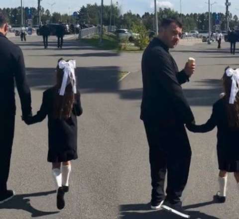 Emin Ağalarov qızını məktəbə yola saldı - VİDEO
