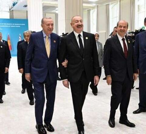 Əliyevlə Ərdoğan Bişkekdə qol-qola...  - VİDEO