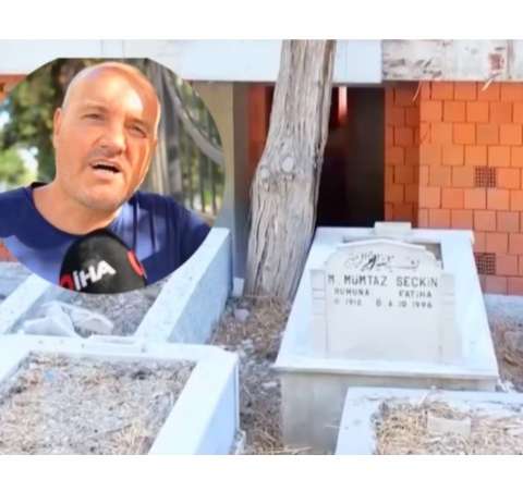 Türkiyədə qəbiristanlığın içində bina tikib satırlar  - VİDEO