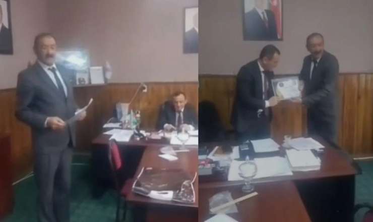 Gədəbəydə məmura müəmmalı mükafat təqdim olundu - VİDEO 