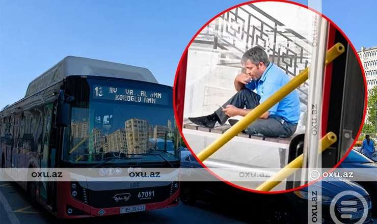 Bakıda sərnişinlərdən küsən avtobus sürücüsü... 