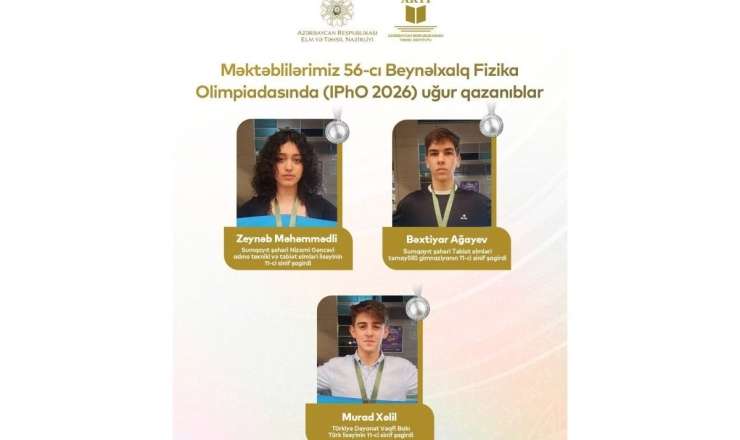 Azərbaycan məktəbliləri Beynəlxalq Fizika Olimpiadasında son 20 ilin ən yüksək nəticəsini əldə etdi - FOTO