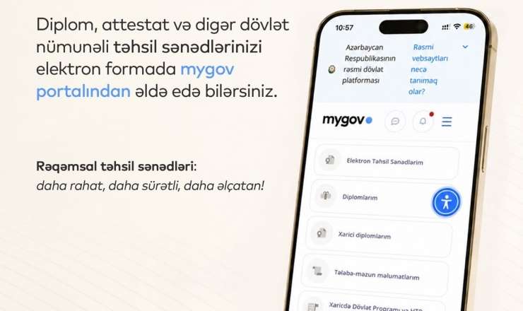 Təhsil sənədləri artıq myGov-da! 
