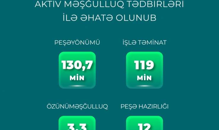 Yanvar-avqust aylarında 265 min şəxs aktiv məşğulluq tədbirləri ilə əhatə olunub 
